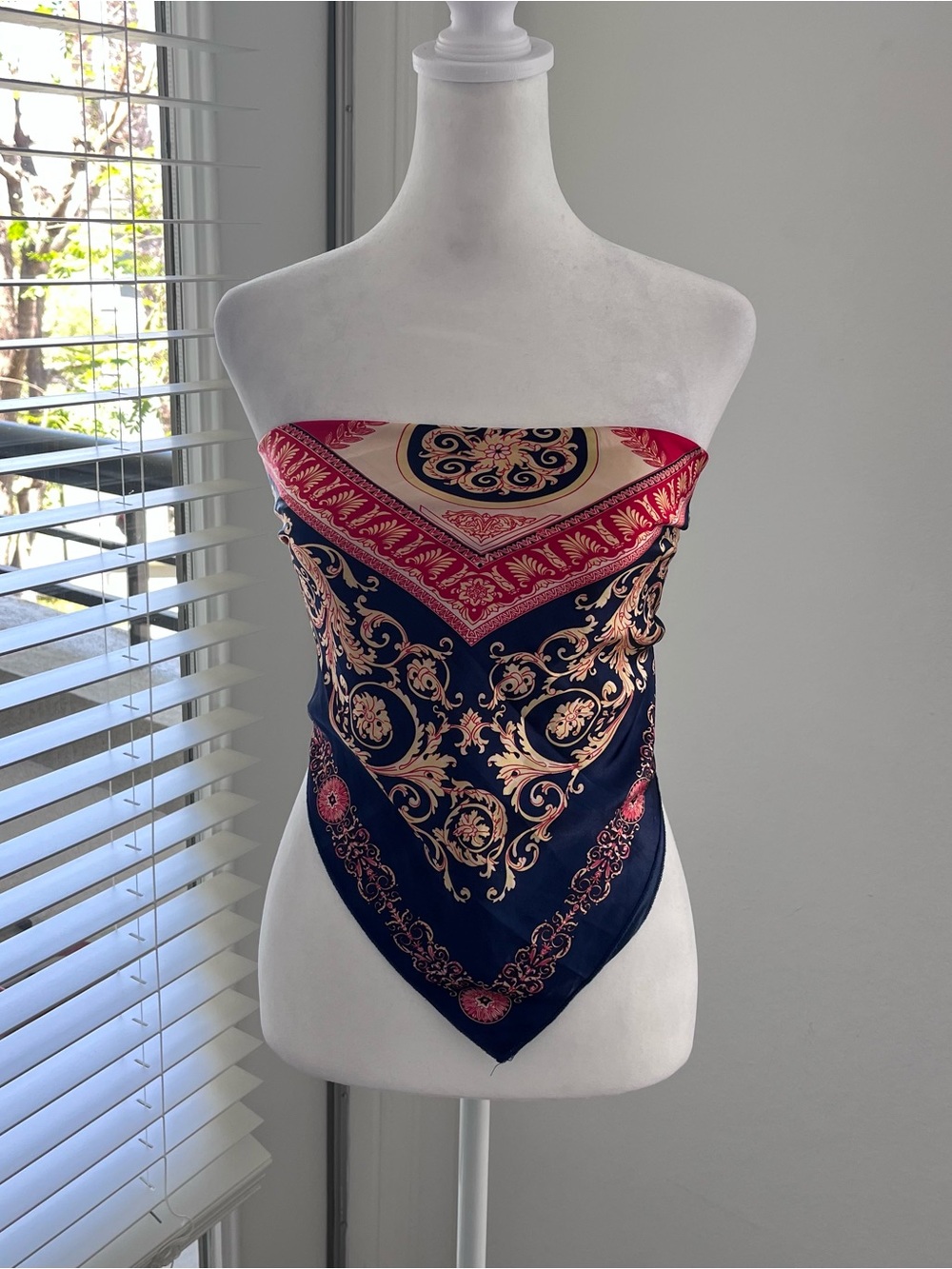 Princess Polly Navy Red Gold Printed Bandana Scarf